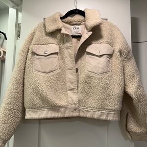 Zara Women's Beige Teddy Jacket